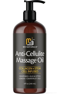 Aceite de masaje anticelulitis infundido con colágeno y células madre.