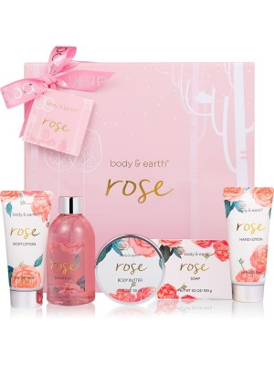 Caja de regalo para spa y baño para mujer rosa, 5 piezas