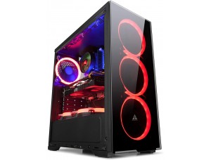GOLDEN FIELD N17 Case de PC con 3 LED ventiladores rojo PC Gaming ATX caja panel lateral acrílico