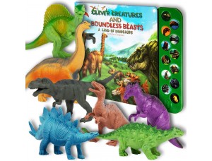 Juguetes de dinosaurios Lil-Gen con libro de sonidos interactivo, escuche rugidos realistas con el libro de sonidos de dinosaurios, 12 figuras.