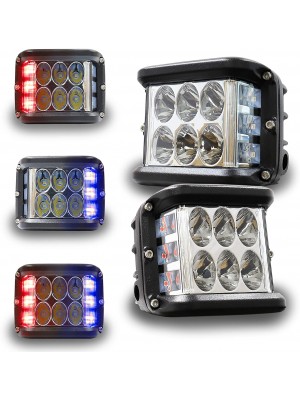 Luces LED de 4 pulgadas,  de disparo lateral estroboscópicos de doble color rojo y azul, vehículo de tarea utilitaria 4x4