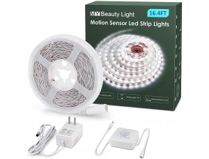 MY BEAUTY LIGHT - Tira de luces LED activadas por movimiento, tira de luz LED de 16.4 pies con 2 modos de iluminación de día o noche, 3 modos de apagado, luces LED de 12 V