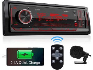 Radio marina estéreo de un solo din, con pantalla LCD digital, radio FM AM para automóvil, reproductor USB-SD-AUX-MP3.