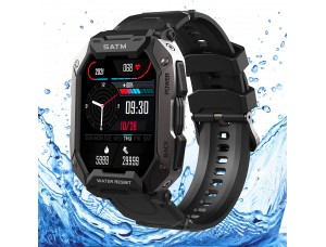 Reloj inteligente militar para hombres Negro, 2022 1.71 pulgadas, 5 ATM, resistente al agua, reloj inteligente para iPhone y teléfonos Android.