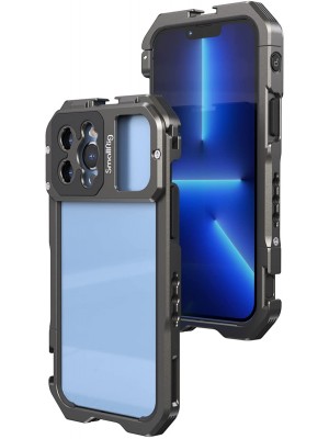 SmallRig Jaula de video para iPhone 13 Pro Max con doble zapata fría, estabilizador de aluminio para teléfono móvil