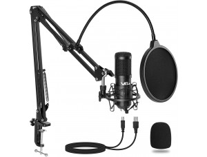VeGue - Kit de micrófono USB, 192 kHz-24 bits, podcast de transmisión de PC condensador para juegos, video de YouTube