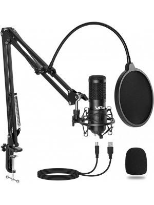 VeGue - Kit de micrófono USB, 192 kHz-24 bits, podcast de transmisión de PC condensador para juegos, video de YouTube