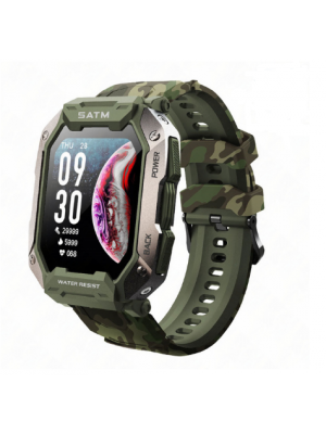 Relojes inteligentes táctico, 328.1 ft, impermeable, resistente, de grado militar, camuflaje verde para teléfonos Android y iPhone