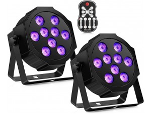 Luces LED para DJ de escenario de 36 W, 9 LED, RGBW, control remoto y DMX, luces de fiesta activadas por sonido - Set de dos
