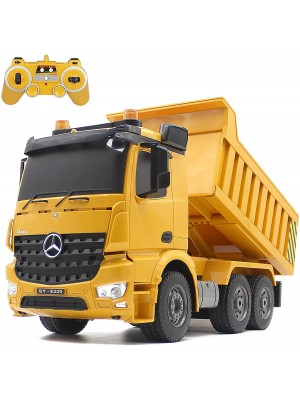 Fisca Camión de control remoto, escala 1.20, 6 canales, 2.4 GHz, juguete de construcción con luces LED y sonido de simulación para niños.