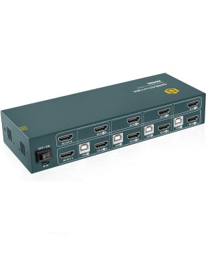 GREATHTEK KVM Switch HDMI Dual Monitor Pantalla extendida 4 puertos, USB2.0, interruptor de tecla de acceso, UHD 4K a 60Hz Resolución
