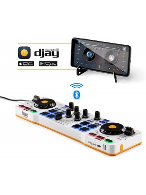 Hercules DJControl Mix - Mezclador Controladora inalámbrica Bluetooth de DJ para smartphones iOS y Android, aplicación dJay, 2 cubiertas