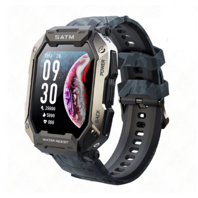  Reloj inteligente militar para hombre con presión arterial  (respuesta/hacer llamadas), reloj inteligente táctico resistente para  Android y iPhone : Electrónica