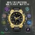 Reloj militar para hombre, deportivo, electrónico, táctico, militar, LED, cronómetro, resistente al agua, digital, analógico. Dorado
