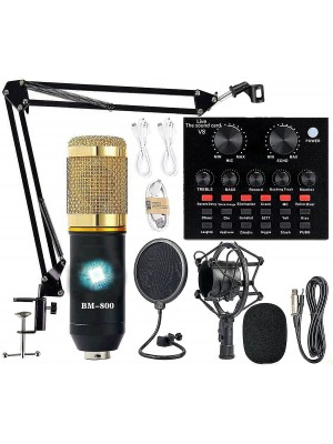 Paquete de equipos de podcast, BM-800 de estudio de grabación con cambiador de voz, interfaz de audio para computadora  transmisión en vivo