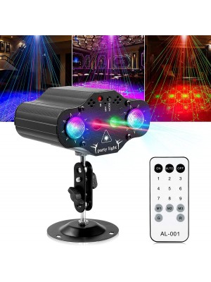 Luces de fiesta DJ, luces de discoteca, proyector de luz láser de escenario, 2 LED RGB múltiples patrones activados por sonido