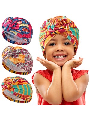 Turbante africano de 3 piezas para recién nacidos y niños pequeños nudos