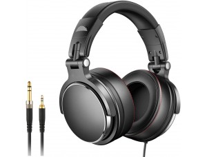 Audífonos con cable DJ sobre la oreja, auriculares de estudio plegables con controladores de neodimio de 1.969 in y sonido estéreo