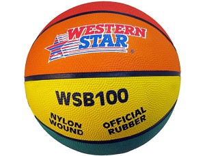 Western Star Pelota de baloncesto de goma tamaño oficial - Entrenamiento de agarre extra - 29.5 pulgadas - Multi Color