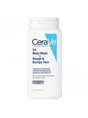 CeraVe Gel de lavado corporal con ácido salicílico, sin fragancias para exfoliar la piel áspera y con bultos,probado para alergias.
