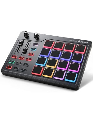 Donner MIDI Pad Beat Maker con 16 almohadillas de ritmo, 2 atenuadores  y software de producción,controlador USB MIDI Pad STARRYPAD