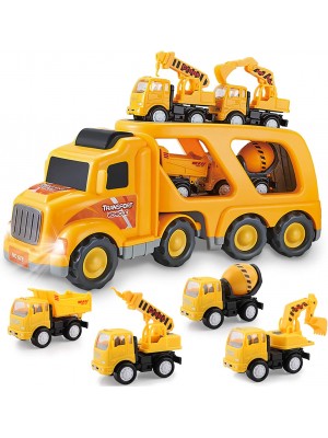 Juguetes de camión de construcción para niños de 1, 2, 3 y 4 años de edad, niños y niñas, juego de juguetes de coche con sonido y luz