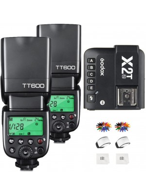 Godox 2 piezas TT600 GN60 flash de cámara Speedlite HSS 1-8000s 2.4G inalámbrico 0.1-2.6s tiempo de reciclaje.
