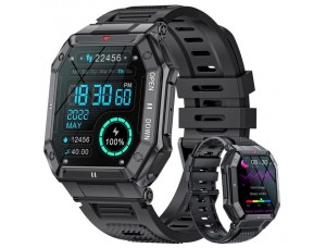 Reloj inteligente deportivo para Hombre, táctico militar negro  pantalla 1,85 pulgadas, llamadas por Bluetooth, resistente al agua IP68
