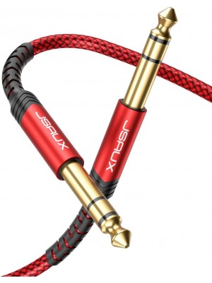 Cable de guitarra de 1-4 pulgadas de 10 pies, cable de instrumento JSAUX de 0.250 in 1-4 TRS a 0.250 in macho a macho