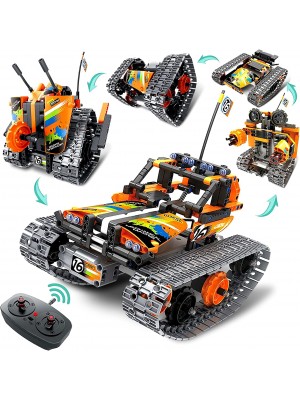Coplus Kit de construcción STEM de control remoto, automóvil a control remoto, tanque, robot, corredor rastreado, 392 bloques Juguete