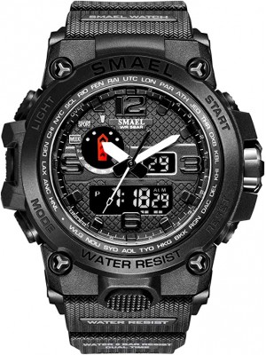 SMAEL Reloj táctico de pulsera para hombre, deportivo con doble movimiento de cuarzo, reloj analógico digital
