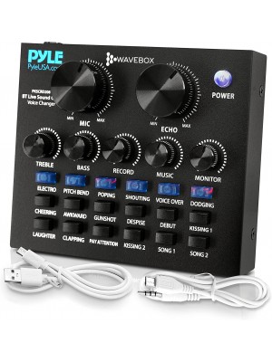 Pyle Mini mezclador de podcast de audio Bluetooth, transmisión en vivo para PC, computadora, iPhone, transmisión, cambiador de voz