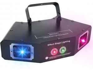 SAHAUHY - Luces de DJ con efecto de cuatro hazes, luz estroboscópica RGB activada por sonido, luces de fiesta por DMX control