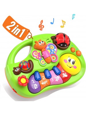 Piano para bebés de 6 a 12 meses, juguetes iluminados, juguetes musicales de teclado, lindos insectos, aprendizaje temprano.