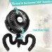 Ventilador de cochecito flexible con 3 velocidades y ventilador personal giratorio para asiento de coche, cuna y bicicleta, cinta de correr negro