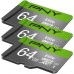 PNY Tarjeta de memoria flash microSD HC de 64 GB Elite Class 10 U1, paquete de 3 - 100 MBs, Clase 10, U1, Full HD, UHS-I, Micro SD