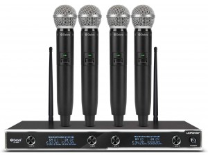 D Debra Audio D-440. Sistema de micrófono inalámbrico UHF de 4 canales con 4 micrófonos inalámbricos, juego de karaoke KTV en casa
