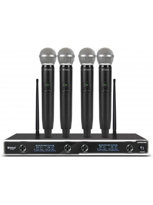D Debra Audio D-440. Sistema de micrófono inalámbrico UHF de 4 canales con 4 micrófonos inalámbricos, juego de karaoke KTV en casa