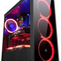 GOLDEN FIELD N17 Case de PC con 3 LED ventiladores rojo PC Gaming ATX caja ...