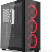 Golden Field N18 - Case para PC Gamer, carcasa ATX, 3 ventiladores rojos pr...