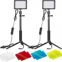 Neewer Paquete de 2 luces LED de video USB regulables de 5600 K con trípode...