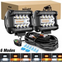 Nilight 2 unidades de 4 pulgadas 60 W LED Pods Spot Flood Amber White Light...