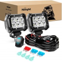 Nilight Barra de luz LED para vehículos 2 piezas de 18 W luces LED todoterr...