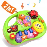 Piano para bebés de 6 a 12 meses, juguetes iluminados, juguetes musicales d...